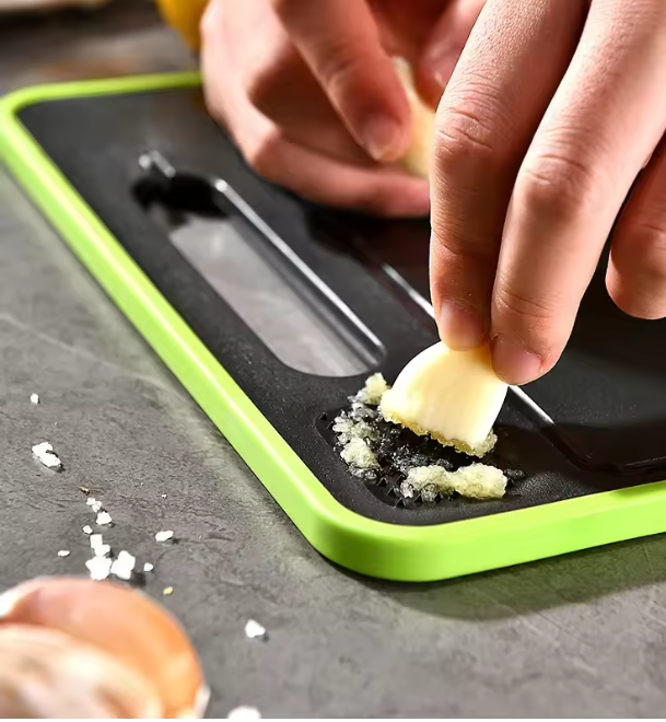 4-in-1 Foldable Cutting Board – Double-Sided, Aluminum, Sharpener & Garlic Grinder